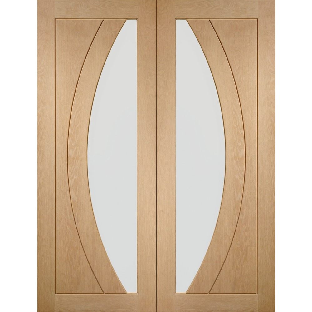 Internal Oak Salerno Rebated Door Pair with Clear Glass